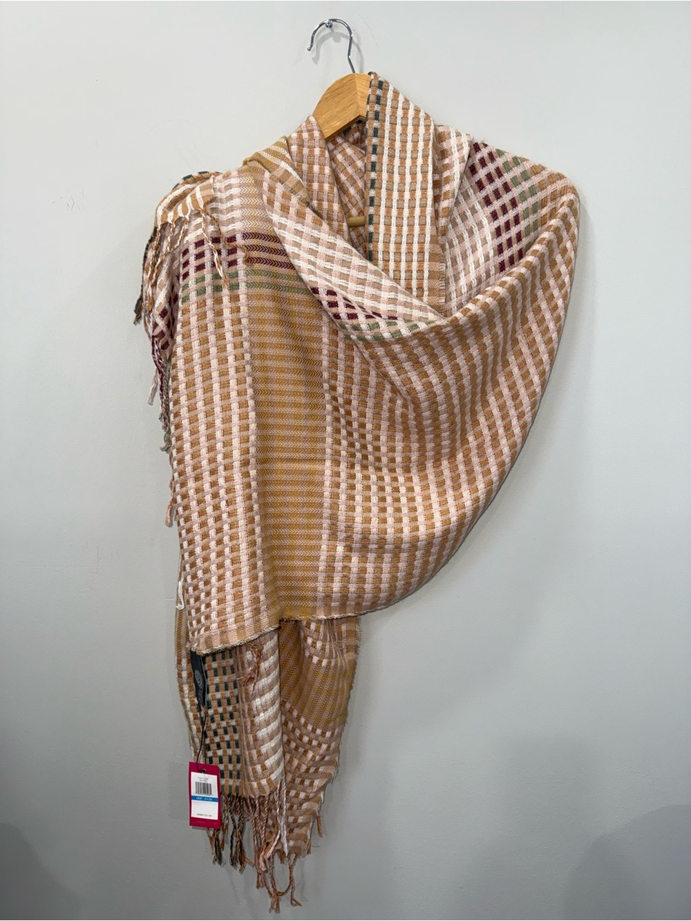 Vince Camuto Plaid Scarf Women’s Woven Fringe Large NWT
